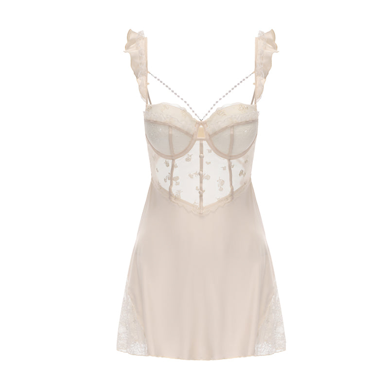 White Lace Chemise - white background