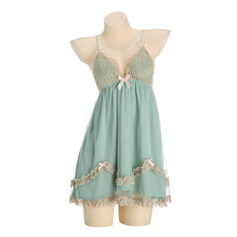 Lace Babydoll Set - white background