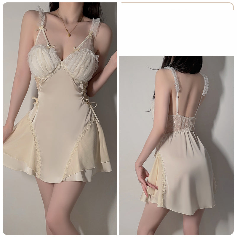 Satin Lace Set - Champagne