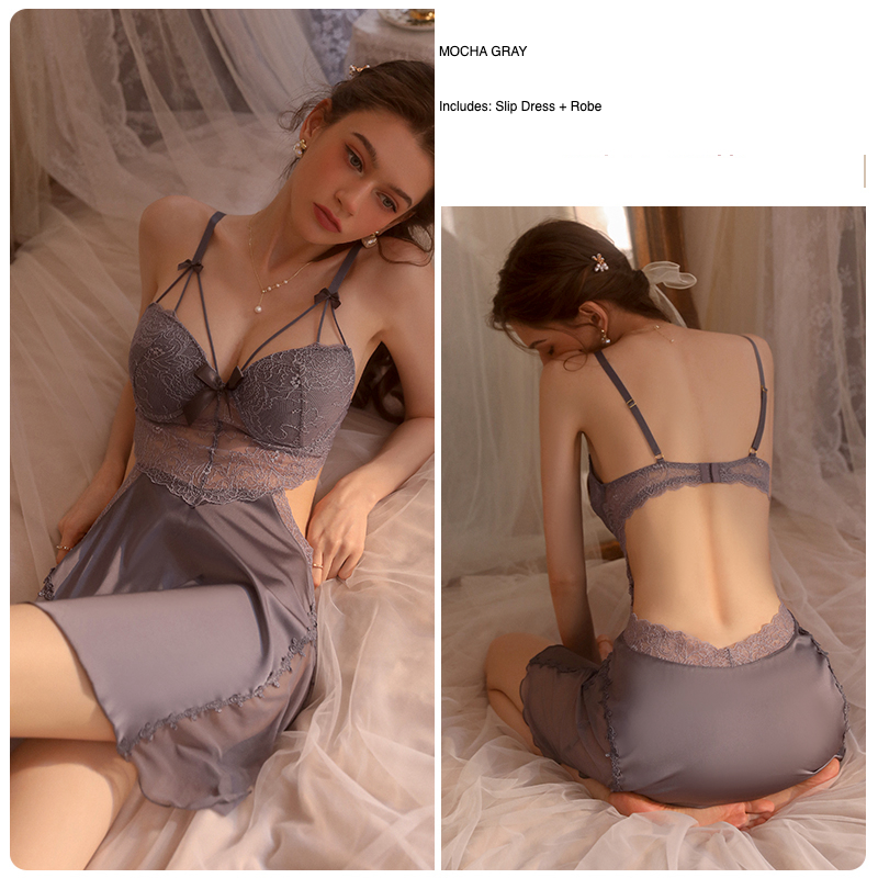 MOCHA GRAY — Slip Dress + Robe