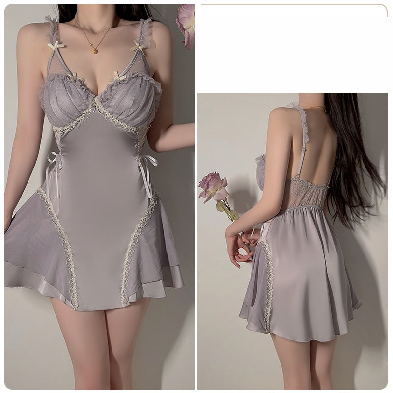 Satin Lace Set - Taro Purple